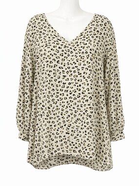 NEW Zac & Rachel Blouse 3X animal print Airy BOHO Chic Whimsigoth Coastal Granny